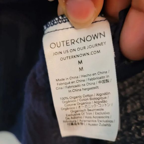 Outerknown Women's Blouse Top M Blue Gauzy Organic Cotton Short Sleeves V-Neck - Picture 6 of 12